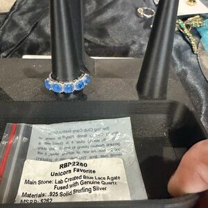 Blue Lace Agate Ring  in Sterling Silver.